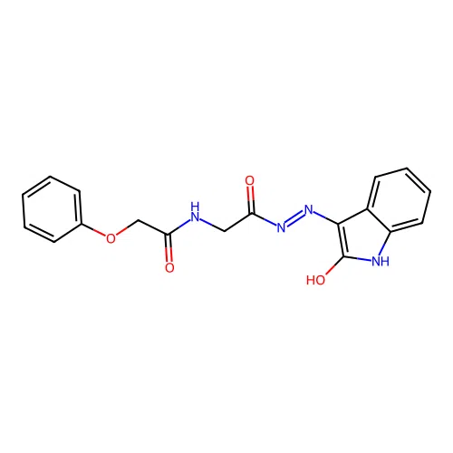 (Z)-N-(2-oxo-2-(2-(2-oxoindolin-3-ylidene)hydrazinyl)ethyl)-2-phenoxyacetamide structure