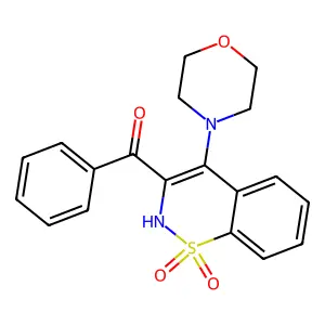 [4-(morpholin-4-yl)-1,1-dioxido-2H-1,2-benzothiazin-3-yl](phenyl)methanone structure