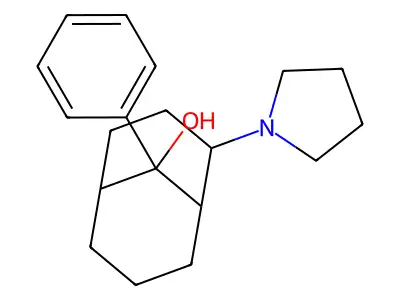 Bicyclo(3.3.1)nonan-9-ol, 9-phenyl-2-(1-pyrrolidinyl)- structure
