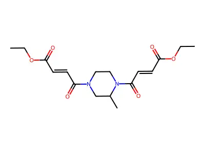 Ethyl 4-[4-(4-ethoxy-4-oxobut-2-enoyl)-3-methylpiperazin-1-yl]-4-oxobut-2-enoate structure