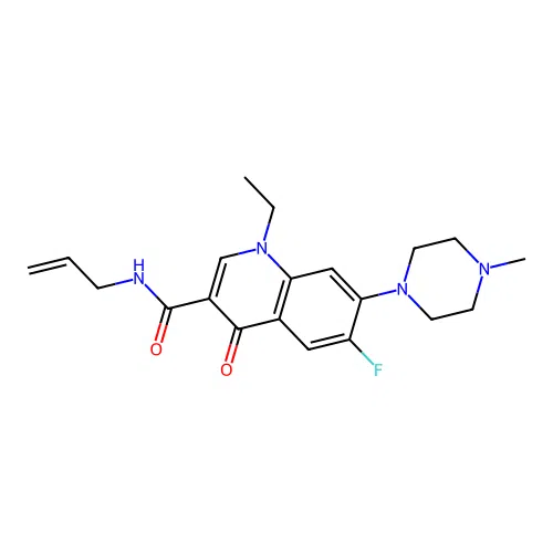 1-ethyl-6-fluoro-7-(4-methylpiperazin-1-yl)-4-oxo-N-prop-2-enyl-quinoline-3-carboxamide structure