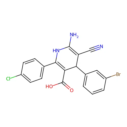 6-amino-4-(3-bromophenyl)-2-(4-chlorophenyl)-5-cyano-1,4-dihydropyridine-3-carboxylic Acid structure