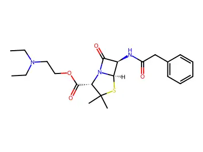 Benzylpenicillin beta-diethylaminoethyl ester structure