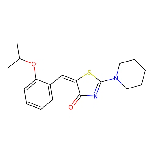 (5E)-2-(piperidin-1-yl)-5-[2-(propan-2-yloxy)benzylidene]-1,3-thiazol-4(5H)-one structure