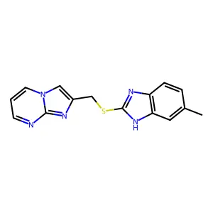 2-(((6-methyl-1H-benzo[d]imidazol-2-yl)thio)methyl)imidazo[1,2-a]pyrimidine structure