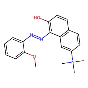 7-Hydroxy-8-[(2-methoxyphenyl)diazenyl]-N,N,N-trimethylnaphthalen-2-aminium structure