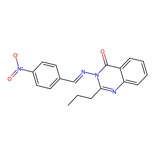 3-{[(E)-(4-nitrophenyl)methylidene]amino}-2-propylquinazolin-4(3H)-one structure