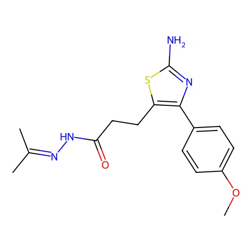3-(2-amino-4-(4-methoxyphenyl)thiazol-5-yl)-N'-(propan-2-ylidene)propanehydrazide structure