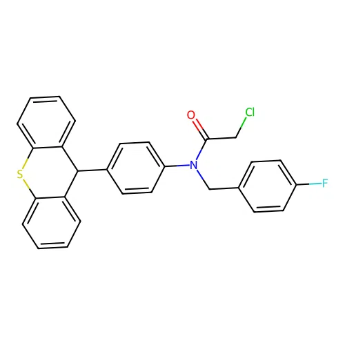 2-chloro-N-(4-fluorobenzyl)-N-[4-(9H-thioxanthen-9-yl)phenyl]acetamide structure