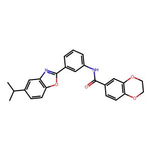 N-[3-(5-propan-2-yl-1,3-benzoxazol-2-yl)phenyl]-2,3-dihydro-1,4-benzodioxine-6-carboxamide structure