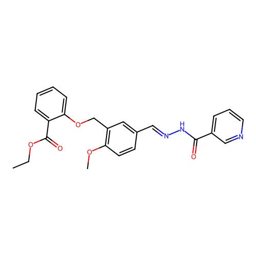 Ethyl 2-((2-methoxy-5-((2-nicotinoylhydrazono)methyl)benzyl)oxy)benzoate structure