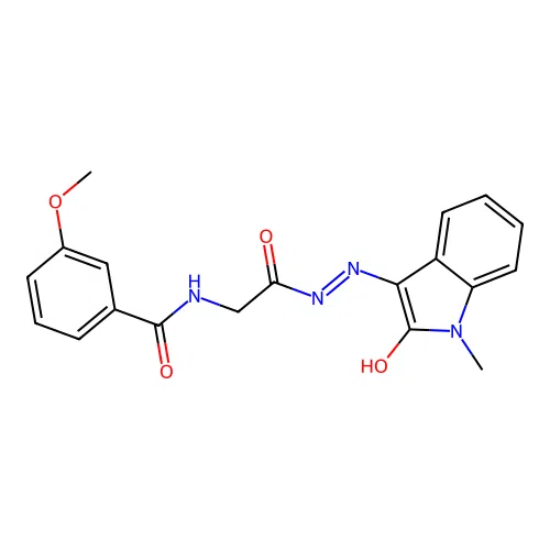 (Z)-3-methoxy-N-(2-(2-(1-methyl-2-oxoindolin-3-ylidene)hydrazinyl)-2-oxoethyl)benzamide structure