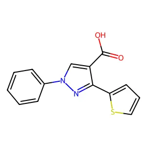 1-phenyl-3-(thiophen-2-yl)-1H-pyrazole-4-carboxylic acid structure