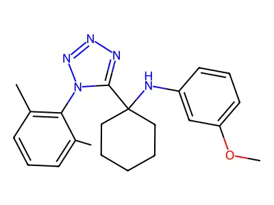 N-[1-[1-(2,6-dimethylphenyl)tetrazol-5-yl]cyclohexyl]-3-methoxyaniline structure