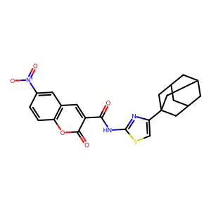 N-[4-(adamantan-1-yl)-1,3-thiazol-2-yl]-6-nitro-2-oxo-2H-chromene-3-carboxamide structure