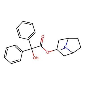1-alpha-H,5-alpha-H-Tropan-3-beta-ol, benzilate (ester) structure