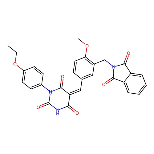 (Z)-5-(3-((1,3-dioxoisoindolin-2-yl)methyl)-4-methoxybenzylidene)-1-(4-ethoxyphenyl)pyrimidine-2,4,6(1H,3H,5H)-trione structure