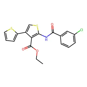 Ethyl 5'-(3-chlorobenzamido)-[2,3'-bithiophene]-4'-carboxylate structure