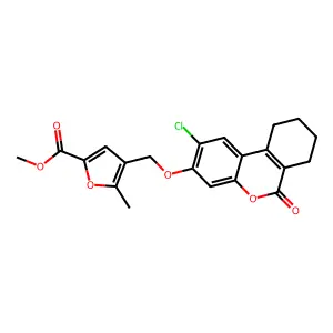 methyl 4-[(2-chloro-6-oxo-7,8,9,10-tetrahydrobenzo[c]chromen-3-yl)oxymethyl]-5-methylfuran-2-carboxylate structure