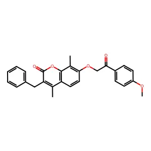 3-benzyl-7-[2-(4-methoxyphenyl)-2-oxoethoxy]-4,8-dimethyl-2H-chromen-2-one structure
