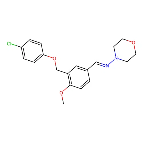 N-{3-[(4-chlorophenoxy)methyl]-4-methoxybenzylidene}-4-morpholinamine structure