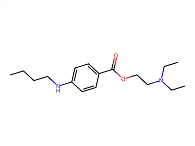 P-(butylamino)benzoic acid-2-(diethylamino)ethyl ester structure