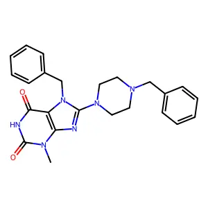 7-benzyl-8-(4-benzylpiperazin-1-yl)-3-methyl-1H-purine-2,6(3H,7H)-dione structure