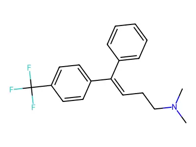 N,N-dimethyl-4-phenyl-4-[4-(trifluoromethyl)phenyl]but-3-en-1-amine structure