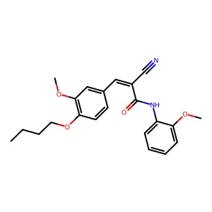(2E)-3-(4-butoxy-3-methoxyphenyl)-2-cyano-N-(2-methoxyphenyl)prop-2-enamide structure