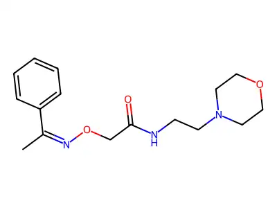 N-(2-morpholin-4-ylethyl)-2-(1-phenylethylideneamino)oxyacetamide structure