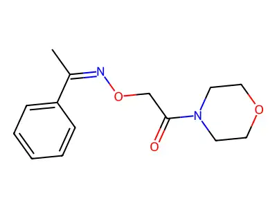 Acetophenone O-(morpholinocarbonylmethyl)oxime structure