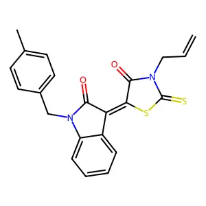 (5Z)-5-[1-[(4-methylphenyl)methyl]-2-oxoindol-3-ylidene]-3-prop-2-enyl-2-sulfanylidene-1,3-thiazolidin-4-one structure