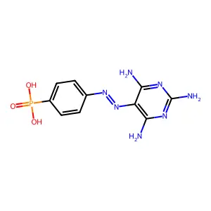 Phosphonic acid, (p-((2,4,6-triamino-5-pyrimidinyl)azo)phenyl)- structure
