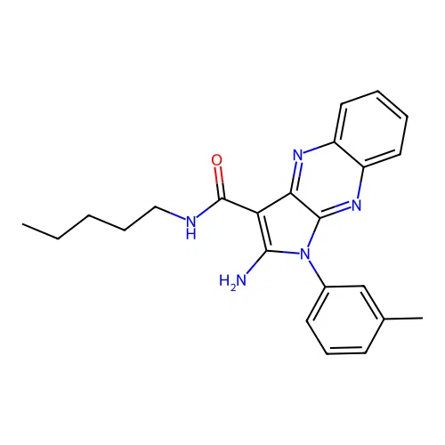 2-amino-1-(3-methylphenyl)-N-pentyl-1H-pyrrolo[2,3-b]quinoxaline-3-carboxamide structure