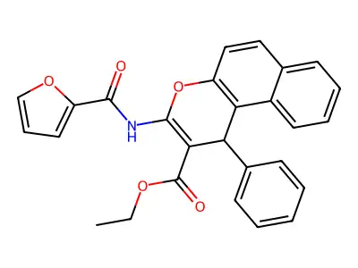 ethyl 3-(2-furoylamino)-1-phenyl-1H-benzo[f]chromene-2-carboxylate structure