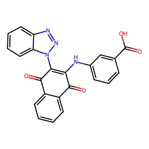 3-[[3-(Benzotriazol-1-yl)-1,4-dioxonaphthalen-2-yl]amino]benzoic acid structure