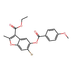 Ethyl 6-bromo-5-(4-methoxybenzoyloxy)-2-methyl-1-benzofuran-3-carboxylate structure