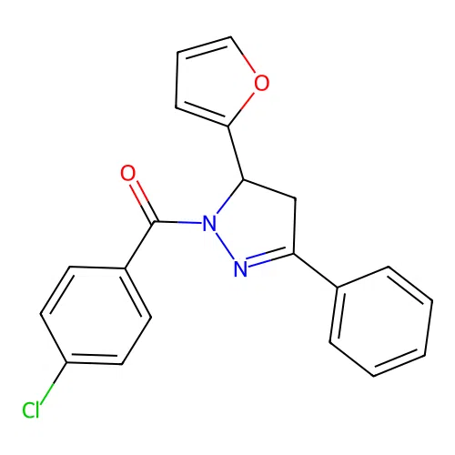 (4-chlorophenyl)(5-(furan-2-yl)-3-phenyl-4,5-dihydro-1H-pyrazol-1-yl)methanone structure