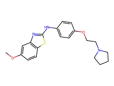 Benzothiazole, 5-methoxy-2-(beta-(1-pyrrolidinyl)-p-phenetidino)- structure