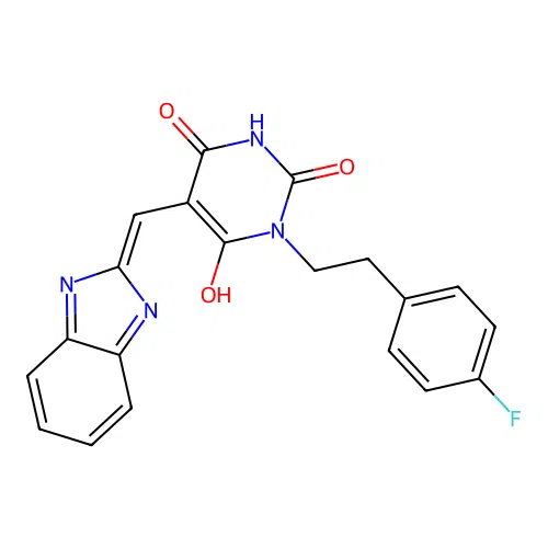 (5Z)-5-(1H-benzimidazol-2-ylmethylidene)-1-[2-(4-fluorophenyl)ethyl]-1,3-diazinane-2,4,6-trione structure