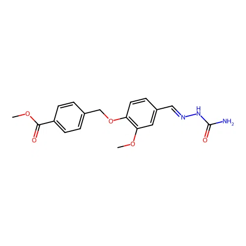 (E)-methyl 4-((4-((2-carbamoylhydrazono)methyl)-2-methoxyphenoxy)methyl)benzoate structure