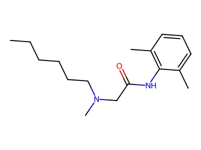 N-hexyl-N-methylamino-2,6-xylidide structure