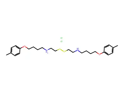 Disulfide, bis(2-(4-((p-tolyloxy)butyl)amino)ethyl)-, dihydrochloride structure