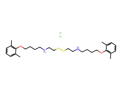 Disulfide, bis(2-((4-(2,6-xylyloxy)butyl)amino)ethyl)-, dihydrochloride structure