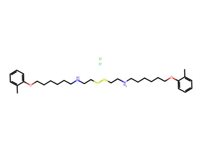 Hexylamine, N,N'-dithiodiethylenebis(6-(o-tolyloxy)-, dihydrochloride structure