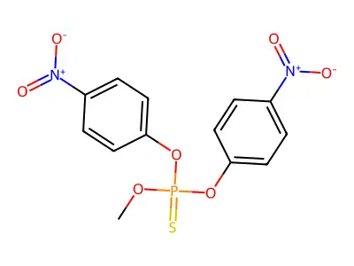 Phosphorothioic acid, O,O-bis(p-nitrophenyl) O-methyl ester structure