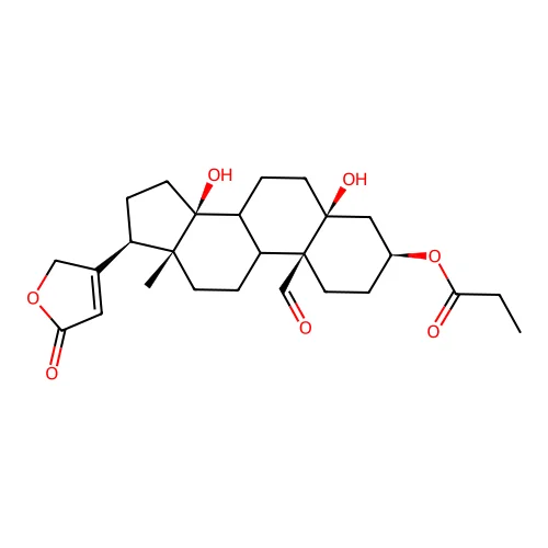 5,14-Dihydroxy-19-oxo-3-(propanoyloxy)card-20(22)-enolide structure