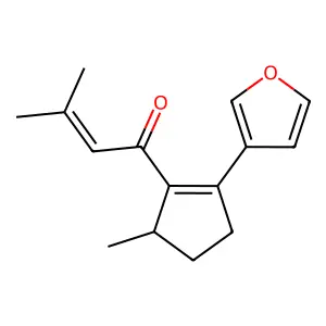(S)-1-(2-(3-Furanyl)-5-methyl-1-cyclopenten-1-yl)-3-methyl-2-buten-1-one structure