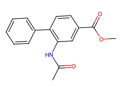 4-Biphenylcarboxylic acid, 2-acetamido-, methyl ester structure