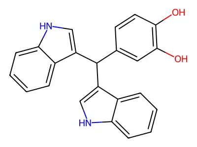 4-[bis(1H-indol-3-yl)methyl]benzene-1,2-diol structure